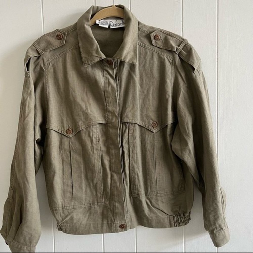 Linen blend bomber jacket
